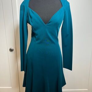 Elegant Teal Long-Sleeve Dress
